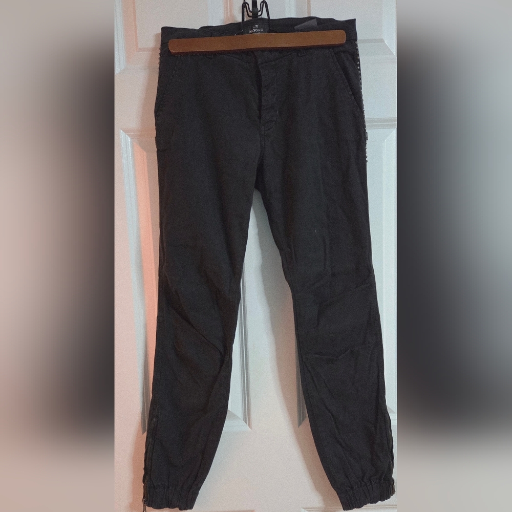 MASON'S Washed black Pants Women Cropped Ankle With Zipper.